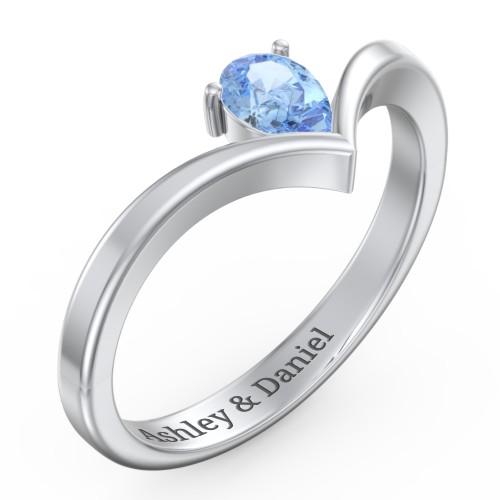 Pear Birthstone V-Shape Ring