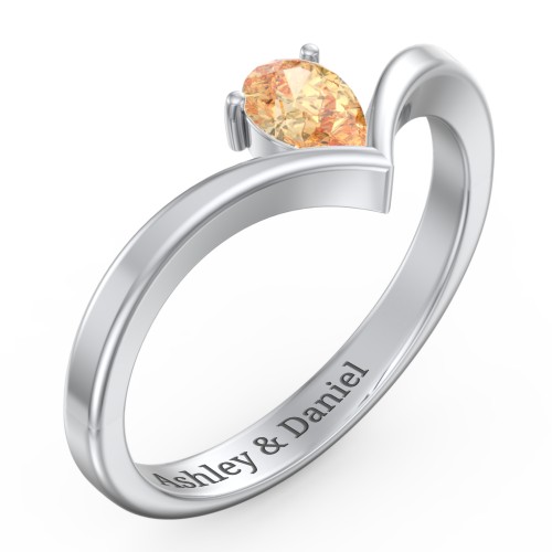 Pear Birthstone V-Shape Ring