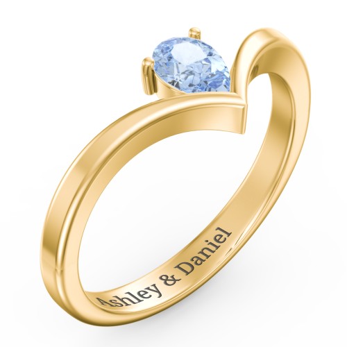 Pear Birthstone V-Shape Ring