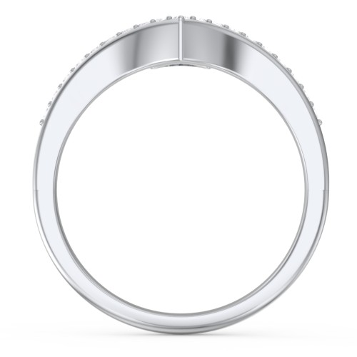 Heart Birthstone V-Shape Ring With Accents