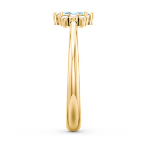 Marquise Birthstone Ring with Accents – 18K Gold Plated Silver with Blue Topaz and White Premium Zirconia