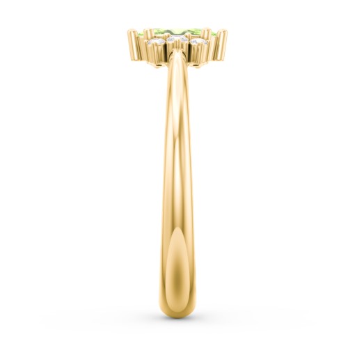 Marquise Birthstone Ring with Accents – 18K Gold Plated Silver with Peridot and White Premium Zirconia