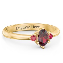 Oval Birthstone Ring with Accents