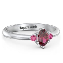 Oval Birthstone Ring with Accents