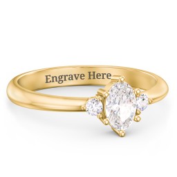 Oval Birthstone Ring with Accents in 18K Gold Plated Silver with Cubic Zirconia