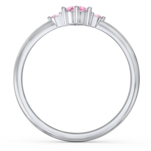 Oval Birthstone Ring with Accents – Sterling Silver with Pink Tourmaline