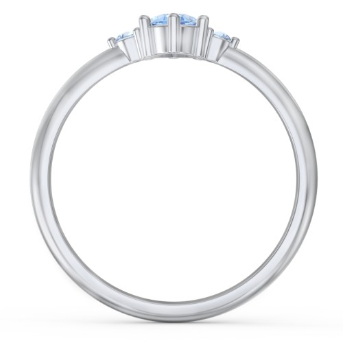 Oval Birthstone Ring with Accents – Sterling Silver with Blue Topaz
