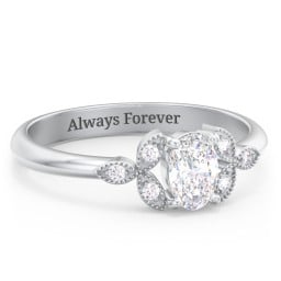 Oval Birthstone Ring With Petal Accents