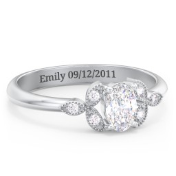 Oval Birthstone Ring With Petal Accents