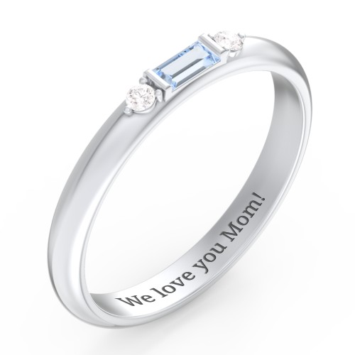 Stackable East-West Baguette Ring with Accents