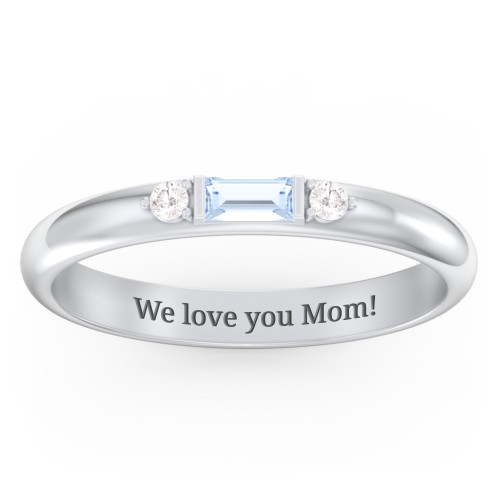 Stackable East-West Baguette Ring with Accents