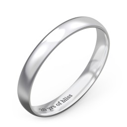 Half Round Comfort Fit Wedding Band - 3mm Width in 925 Sterling Silver