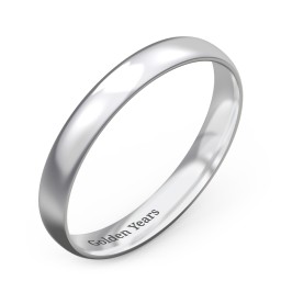 Half Round Comfort Fit Wedding Band - 3mm Width in 925 Sterling Silver