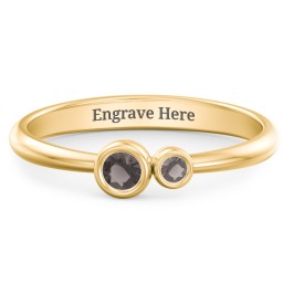 Generations 2-Stone Bezel Set Mother's Ring in 18K Gold Plated Silver