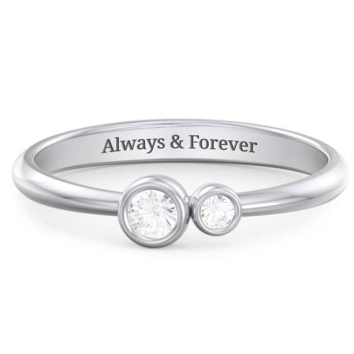 Generations 2-Stone Bezel Set Mother's Ring – Sterling Silver with Cubic Zirconia