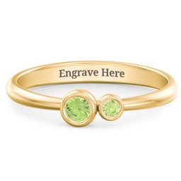 Generations 2-Stone Bezel Set Mother's Ring in 18K Gold Plated Silver with Peridot