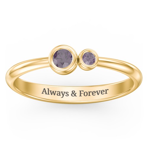 Generations 2-Stone Bezel Set Mother's Ring – 18K Gold Plated Silver with Alexandrite