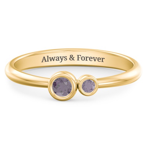 Generations 2-Stone Bezel Set Mother's Ring – 18K Gold Plated Silver with Alexandrite