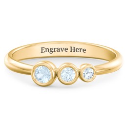 Generations 3-Stone Bezel Set Mother's Ring in 18K Gold Plated Silver with Aquamarine