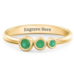 Generations 3-Stone Bezel Set Mother's Ring in 18K Gold Plated Silver with Emerald