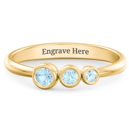 Generations 3-Stone Bezel Set Mother's Ring in 18K Gold Plated Silver with Blue Topaz