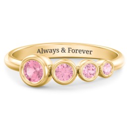Generations 4-Stone Bezel Set Mother's Ring in 18K Gold Plated Silver with Pink Tourmaline
