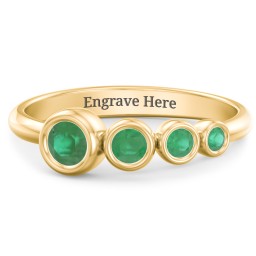 Generations 4-Stone Bezel Set Mother's Ring in 18K Gold Plated Silver with Emerald