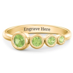 Generations 4-Stone Bezel Set Mother's Ring in 18K Gold Plated Silver with Peridot