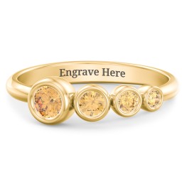 Generations 4-Stone Bezel Set Mother's Ring in 18K Gold Plated Silver with Citrine