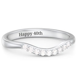 Curved Wedding Band With Accents