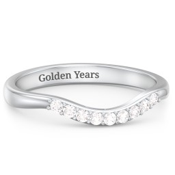 Curved Wedding Band With Accents in 925 Sterling Silver with White Premium Zirconia