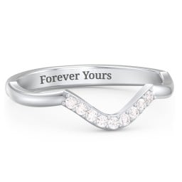 Deep-Curve Wedding Band With Accents