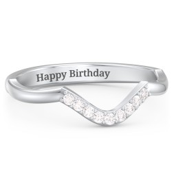 Deep-Curve Wedding Band With Accents in 925 Sterling Silver with White Premium Zirconia