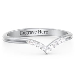 V-Band Wedding Ring With Accents