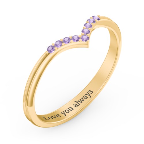 V-Band Wedding Ring With Accents