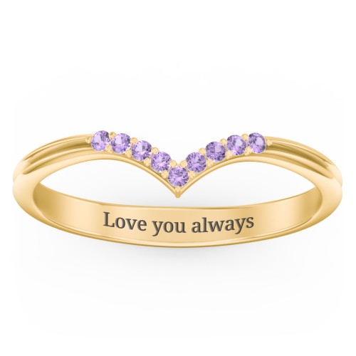 V-Band Wedding Ring With Accents