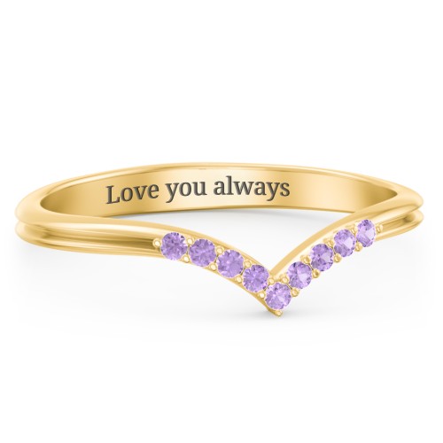 V-Band Wedding Ring With Accents