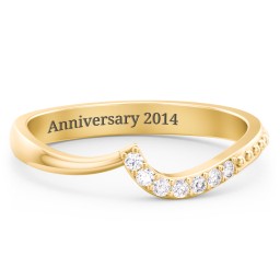 Curved Asymmetrical Wedding Band With Accents