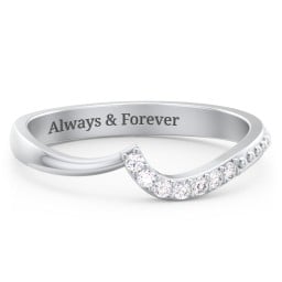 Curved Asymmetrical Wedding Band With Accents