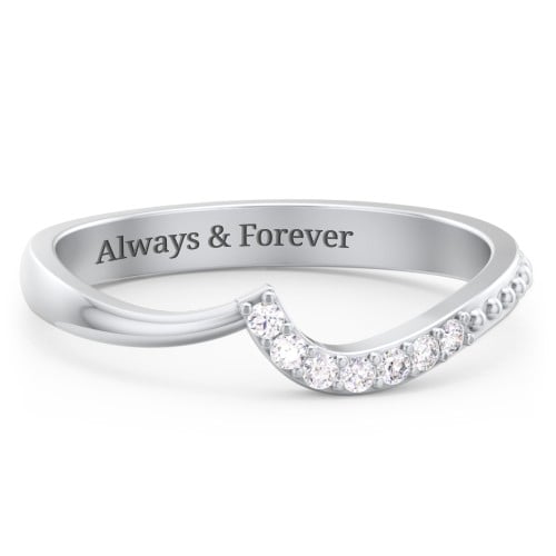Curved Asymmetrical Wedding Band With Accents