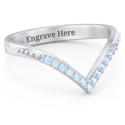 Deep-V Wedding Band With Milgrain And Accents