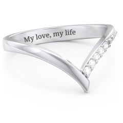 Deep-V Wedding Band With Accents