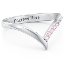 Deep-V Wedding Band With Accents