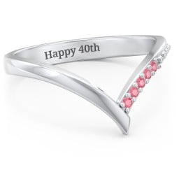 Deep-V Wedding Band With Accents