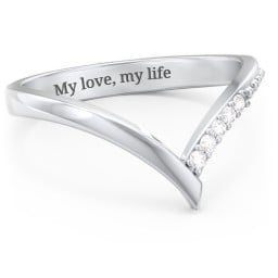 Deep-V Wedding Band With Accents