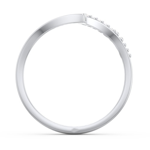 Deep-V Wedding Band With Accents – Sterling Silver with White Premium Zirconia
