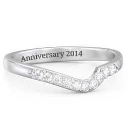 Curved Asymmetrical Wedding Band With Accents