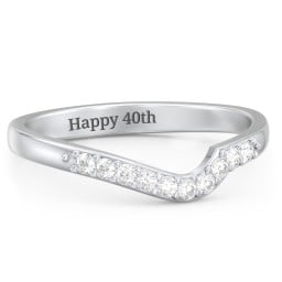 Curved Asymmetrical Wedding Band With Accents