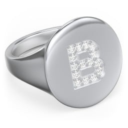 Pavé Initial Signet Ring - B