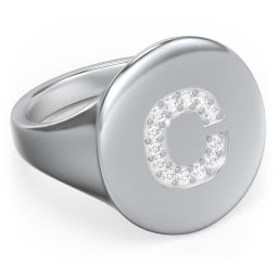 Pavé Initial Signet Ring - C
